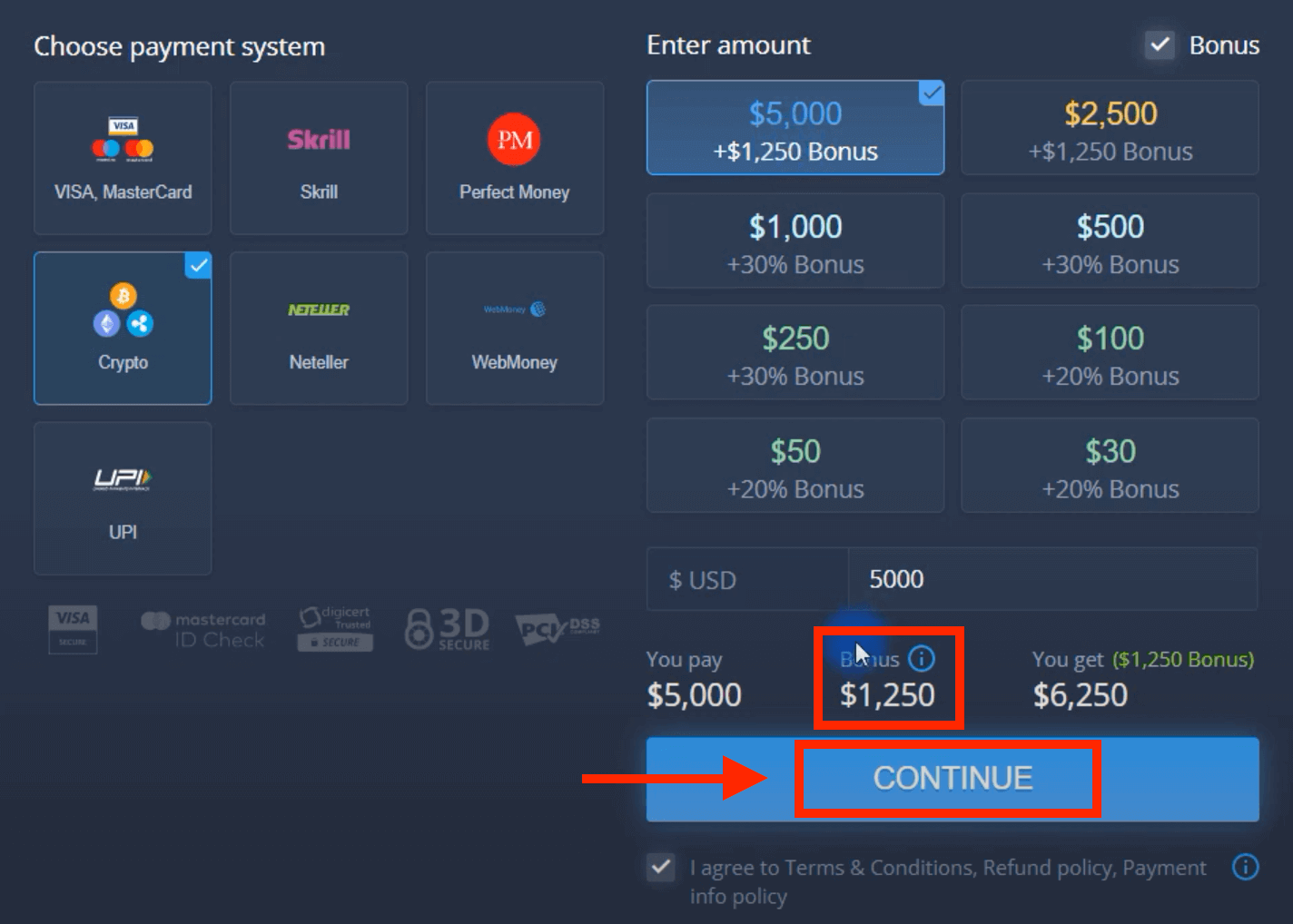 Deposite dinero en ExpertOption mediante tarjetas bancarias (Visa / Mastercard), pagos electrónicos y criptomonedas en Egipto Deposite dinero en ExpertOption mediante tarjetas bancarias (Visa / Mastercard), pagos electrónicos y criptomonedas en Egipto
