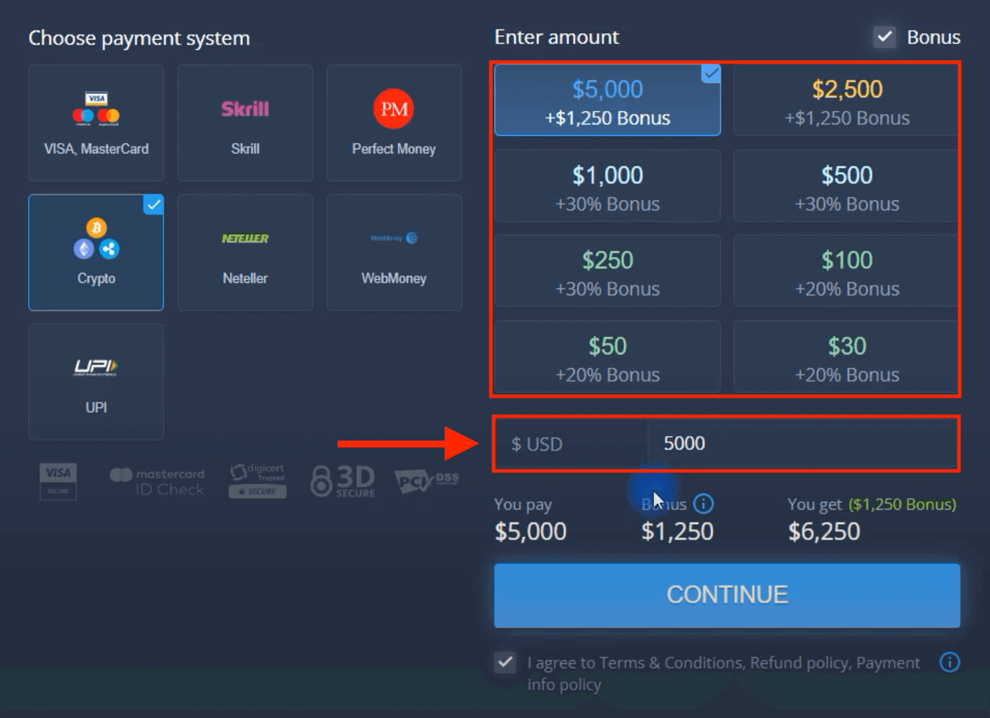 Depozitoni para në ExpertOption përmes kartave bankare (Visa / Mastercard), pagesave elektronike dhe kriptomonedhës në Singapor