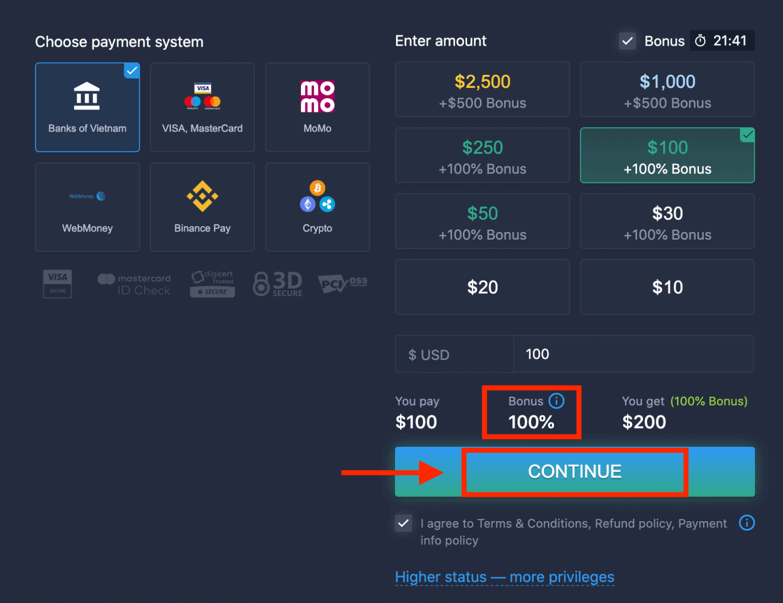 Métodos de depósito ExpertOption e requisitos para contas de negociação