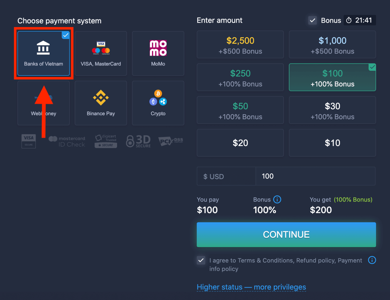 Métodos de depósito ExpertOption e requisitos para contas de negociação