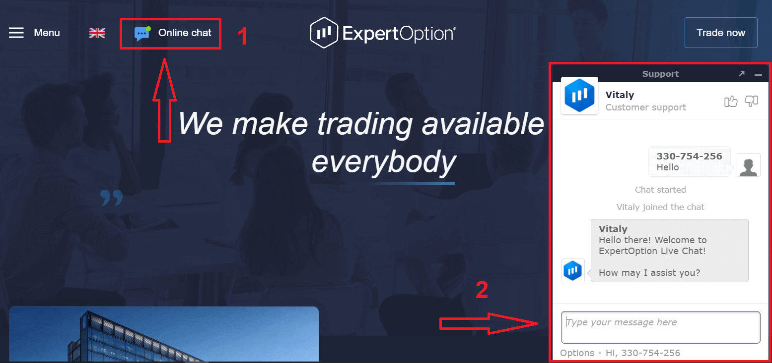 Como entrar em contato com o suporte ExpertOption Como entrar em contato com o suporte ExpertOption