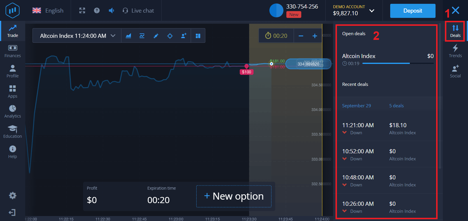Cara Mendepositkan Wang dan Berdagang Pilihan Perduaan di ExpertOption