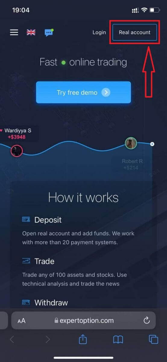 Come registrare un account su ExpertOption Come registrare un account su ExpertOption